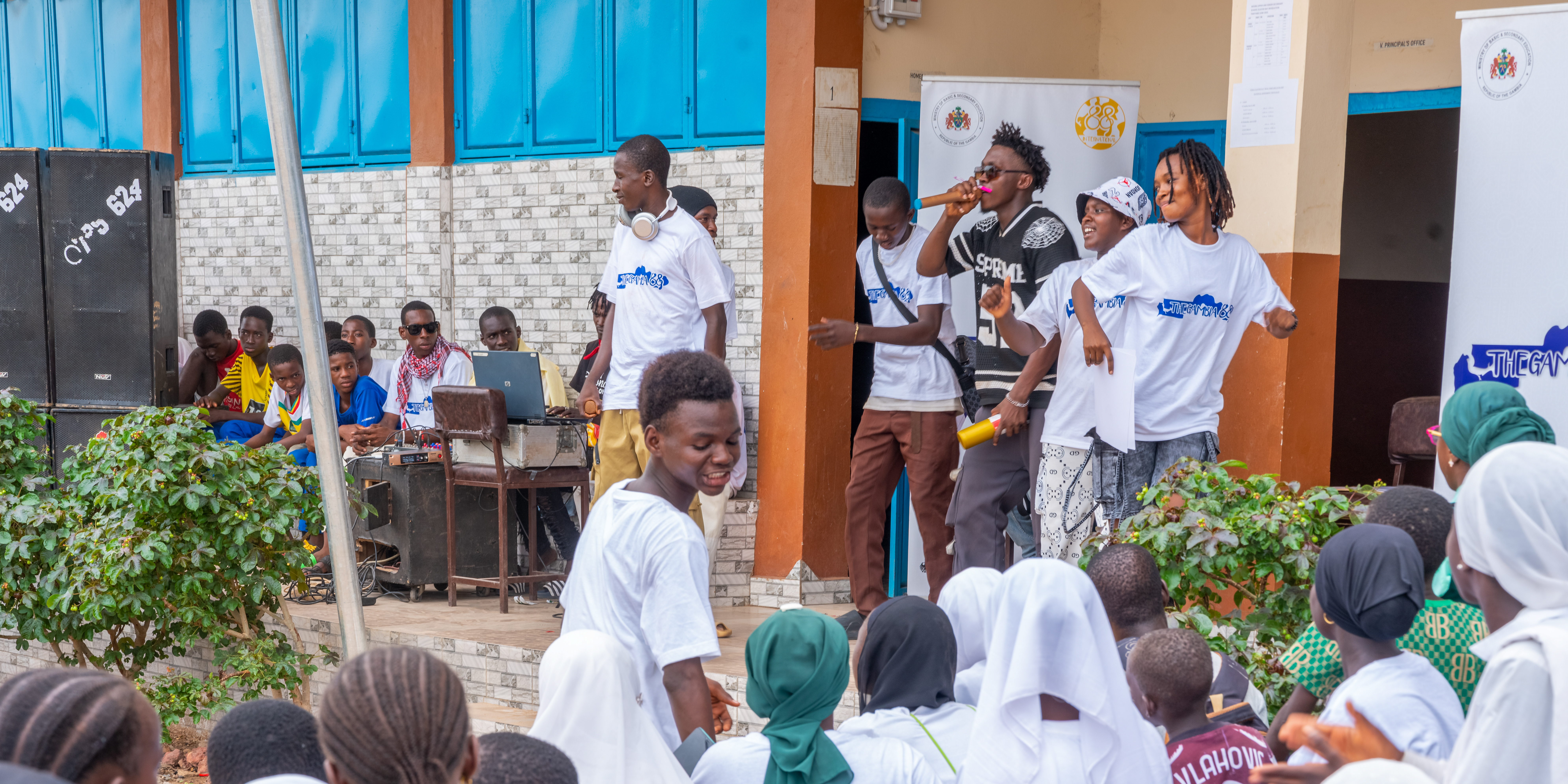 Student-led music club members in The Gambia